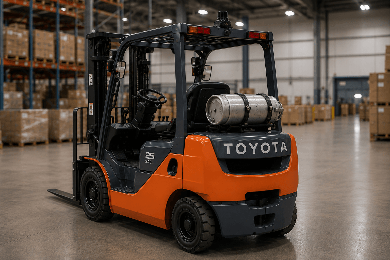 SafeFork-equipped forklift, rear view