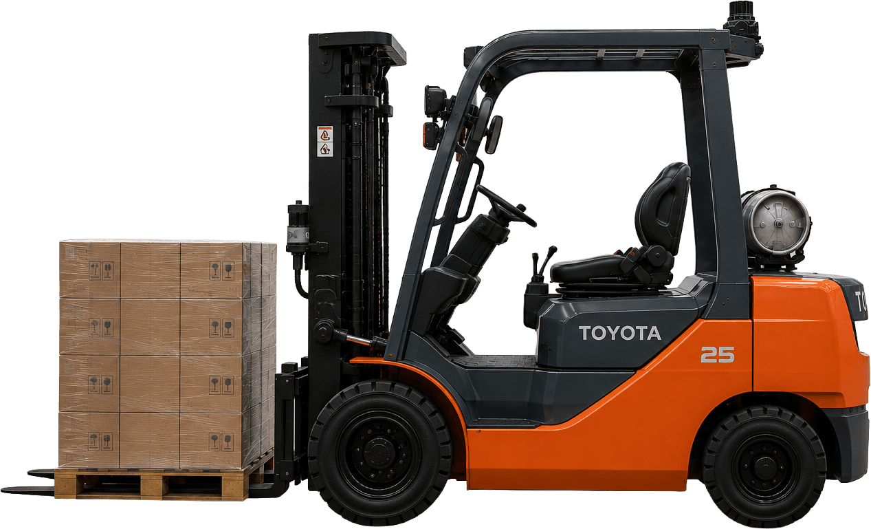 SafeFork-equipped forklift, side view
